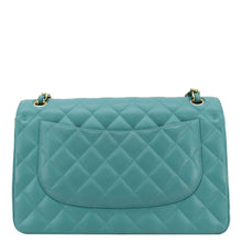 Load image into Gallery viewer, CHANEL Classic Double Flap Jumbo Quilted Caviar Leather Shoulder Bag Turquoise
