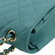 Load image into Gallery viewer, CHANEL Classic Double Flap Jumbo Quilted Caviar Leather Shoulder Bag Turquoise
