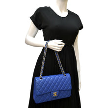 Load image into Gallery viewer, CHANEL Classic Double Flap Quilted Leather Shoulder Bag Blue
