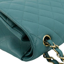 Load image into Gallery viewer, CHANEL Classic Double Flap Jumbo Quilted Caviar Leather Shoulder Bag Turquoise
