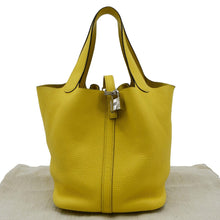 Load image into Gallery viewer, HERMES Picotin Lock 22 Taurillon Clemence Leather Hobo Bag Yellow
