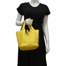 Load image into Gallery viewer, HERMES Picotin Lock 22 Taurillon Clemence Leather Hobo Bag Yellow
