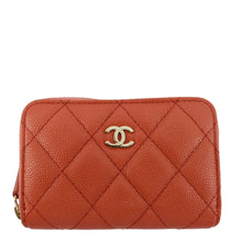 Load image into Gallery viewer, CHANEL Zipped Quilted Caviar Leather Coin Purse Red
