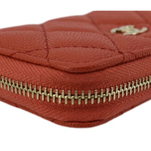 Load image into Gallery viewer, CHANEL Zipped Quilted Caviar Leather Coin Purse Red
