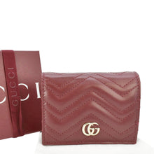 Load image into Gallery viewer, GUCCI Marmont GG Matelasse Leather Card Case Wallet Red 466492
