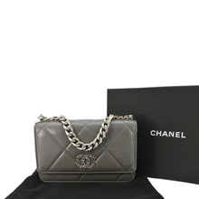 Load image into Gallery viewer, CHANEL 19 WOC Quilted Leather Wallet On Chain Grey
