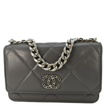 Load image into Gallery viewer, CHANEL 19 WOC Quilted Leather Wallet On Chain Grey
