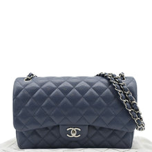 Load image into Gallery viewer, CHANEL Quilted Caviar Leather Shoulder Bag Blue froot side
