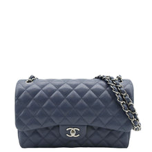 Load image into Gallery viewer, CHANEL Quilted Caviar Leather Shoulder Bag Blue front look
