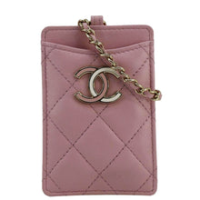 Load image into Gallery viewer, CHANEL CC Quilted Lambskin Leather Chain ID Card Holder Pink
