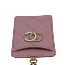 Load image into Gallery viewer, CHANEL CC Quilted Lambskin Leather Chain ID Card Holder Pink
