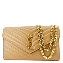 Load image into Gallery viewer, YVES SAINT LAURENT Cassandre Leather Chain Crossbody Bag Brown
