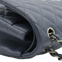 Load image into Gallery viewer, CHANEL Quilted Caviar Leather Shoulder Bag Blue uppr left corner look
