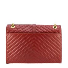 Load image into Gallery viewer, YVES SAINT LAURENT Envelope Large Mixed Matelasse Leather Shoulder Bag Red
