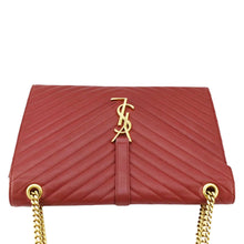 Load image into Gallery viewer, YVES SAINT LAURENT Envelope Large Mixed Matelasse Leather Shoulder Bag Red
