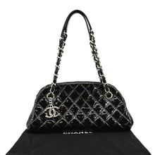 Load image into Gallery viewer, CHANEL Just Mademoiselle Bowling Small Quilted Patent Leather Shoulder Bag Black upper look
