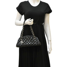 Load image into Gallery viewer,  CHANEL Just Mademoiselle Bowling Small Quilted Patent Leather Shoulder Bag Black dummy look
