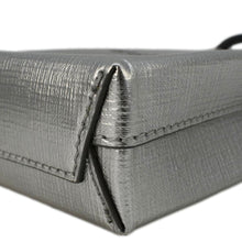 Load image into Gallery viewer, BALENCIAGA Metallic Logo Leather Shopping Phone Holder Silver
