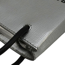 Load image into Gallery viewer, BALENCIAGA Metallic Logo Leather Shopping Phone Holder Silver
