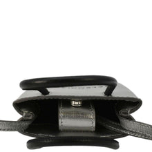 Load image into Gallery viewer, BALENCIAGA Metallic Logo Leather Shopping Phone Holder Silver
