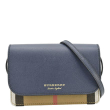 Load image into Gallery viewer, BURBERRY Hampshire Small House Check Wallet On Chain Crossbody Bag Navy Blue
