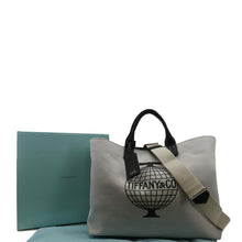 Load image into Gallery viewer, TIFFANY &amp; CO Weekend Canvas Tote Bag Light Grey frint end
