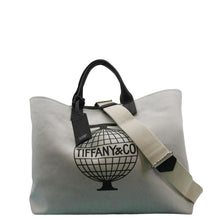 Load image into Gallery viewer, TIFFANY &amp; CO Weekend Canvas Tote Bag Light Grey front side loook
