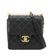 Load image into Gallery viewer, CHANEL Chic Pearls Flap Quilted Leather Shoulder Bag Black
