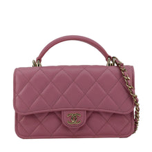 Load image into Gallery viewer, CHANEL Flap Phone Holder Quilted Leather Chain Crossbody Bag Pink
