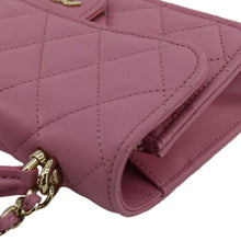 Load image into Gallery viewer, CHANEL Flap Phone Holder Quilted Leather Chain Crossbody Bag Pink
