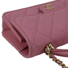 Load image into Gallery viewer, CHANEL Flap Phone Holder Quilted Leather Chain Crossbody Bag Pink
