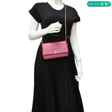 Load image into Gallery viewer, CHANEL Camellia Wallet On Chain Leather Crossbody Bag Fuchsia
