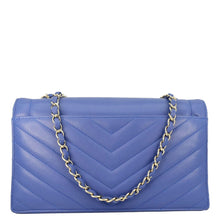 Load image into Gallery viewer, CHANEL Coco Envelope Flap Quilted Chevron Leather Crossbody Bag Blue
