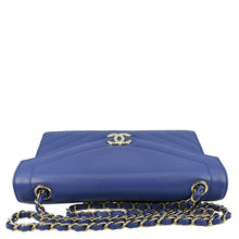 Load image into Gallery viewer, CHANEL Coco Envelope Flap Quilted Chevron Leather Crossbody Bag Blue
