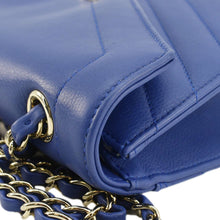 Load image into Gallery viewer, CHANEL Coco Envelope Flap Quilted Chevron Leather Crossbody Bag Blue
