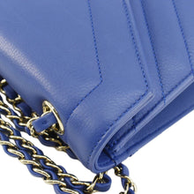 Load image into Gallery viewer, CHANEL Coco Envelope Flap Quilted Chevron Leather Crossbody Bag Blue
