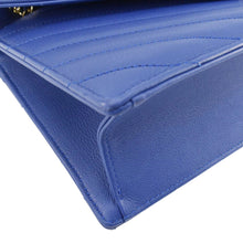 Load image into Gallery viewer, CHANEL Coco Envelope Flap Quilted Chevron Leather Crossbody Bag Blue
