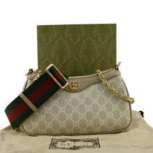 Load image into Gallery viewer, GUCCI Ophidia Small GG Supreme Canvas Hobo Bag Beige 735145
