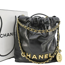 Load image into Gallery viewer, CHANEL 22 Small Quilted Leather Hobo Bag Black
