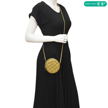 Load image into Gallery viewer, CHANEL Egyptian Amulet Round Quilted Metallic Lambskin Chain Clutch Crossbody Bag Gold
