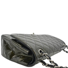 Load image into Gallery viewer, CHANEL Jumbo Flap Striated Quilted Patent Leather Shoulder Bag Green
