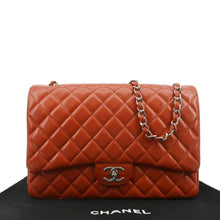 Load image into Gallery viewer, CHANEL Classic Maxi Double Flap Quilted Leather Shoulder Bag Red
