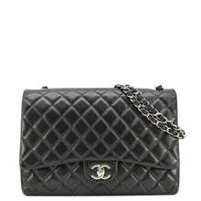 Load image into Gallery viewer, CHANEL Maxi Double Flap Leather Shoulder Bag Black
