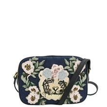 Load image into Gallery viewer, GUCCI Embroidered Denim Camera Crossbody Bag Blue 456547
