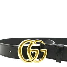 Load image into Gallery viewer, GUCCI Double G buckle Marmont Leather Belt Black 414516 Size 80.32
