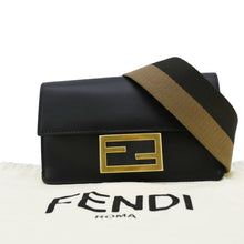 Load image into Gallery viewer, FENDI Flat Baguette Mini Leather Shoulder Bag Black
