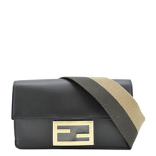 Load image into Gallery viewer, FENDI Flat Baguette Mini Leather Shoulder Bag Black
