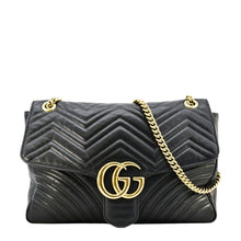 Load image into Gallery viewer, GUCCI GG Marmont Large Matelasse Leather Shoulder Bag Black 498090
