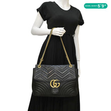 Load image into Gallery viewer, GUCCI GG Marmont Large Matelasse Leather Shoulder Bag Black 498090
