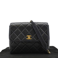 Load image into Gallery viewer, CHANEL Square CC Flap Vintage Quilted Leather Shoulder Bag Black
